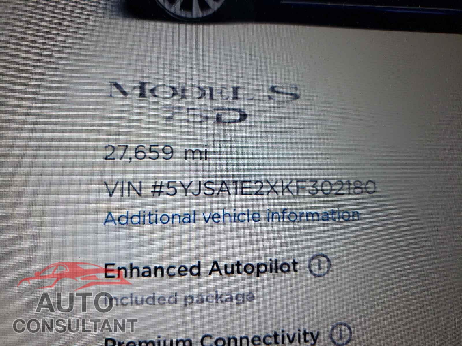 TESLA MODEL S 2019 - 5YJSA1E2XKF302180