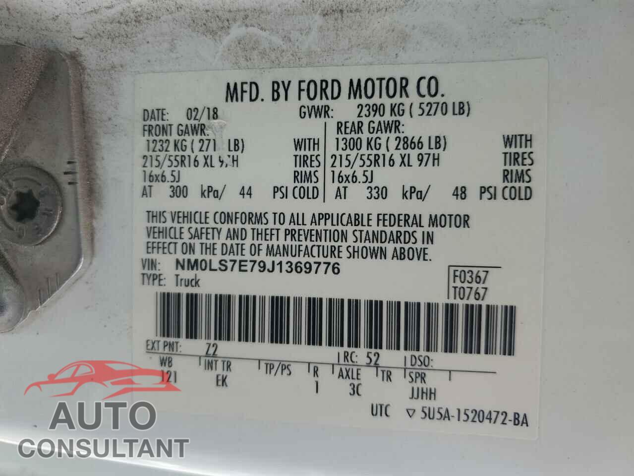 FORD TRANSIT 2018 - NM0LS7E79J1369776