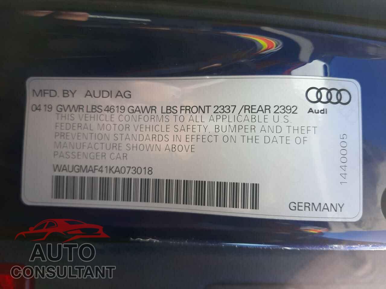 AUDI A4 2019 - WAUGMAF41KA073018