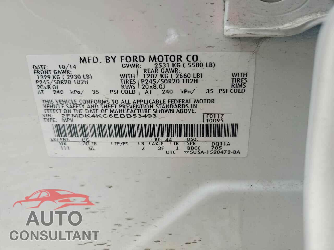 FORD EDGE 2014 - 2FMDK4KC6EBB53493