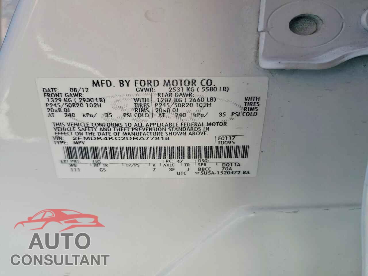 FORD EDGE 2013 - 2FMDK4KC2DBA77818