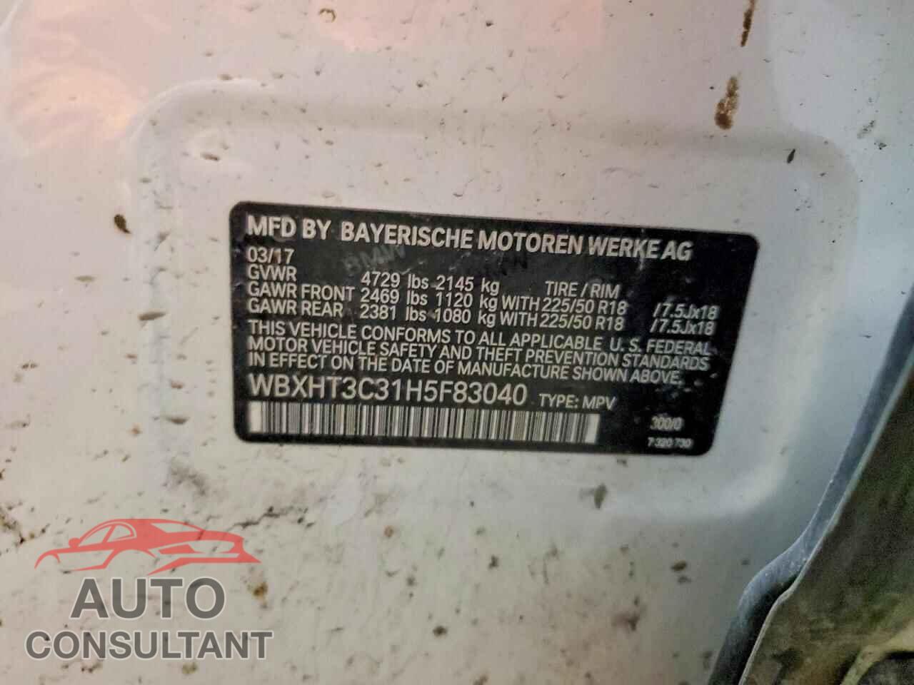BMW X1 2017 - WBXHT3C31H5F83040