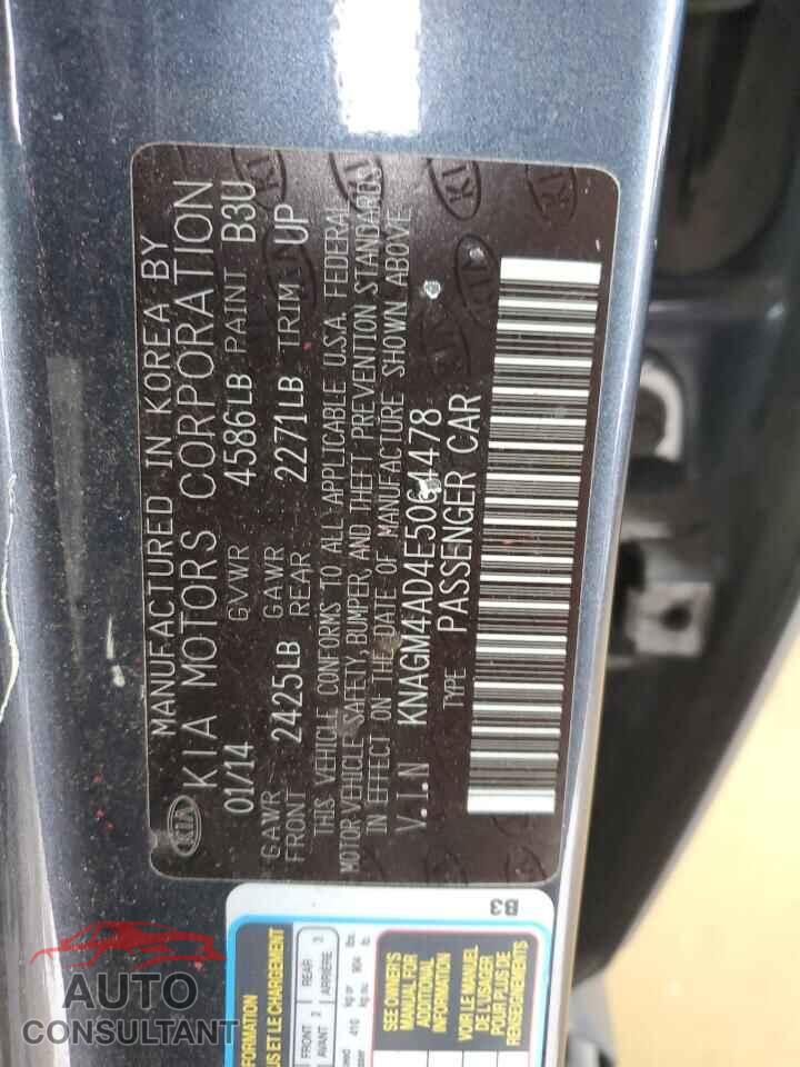 KIA OPTIMA 2014 - KNAGM4AD4E5064478