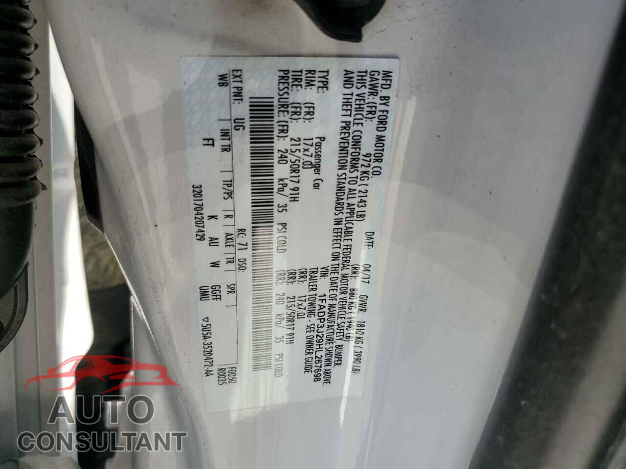 FORD FOCUS 2017 - 1FADP3J29HL267698