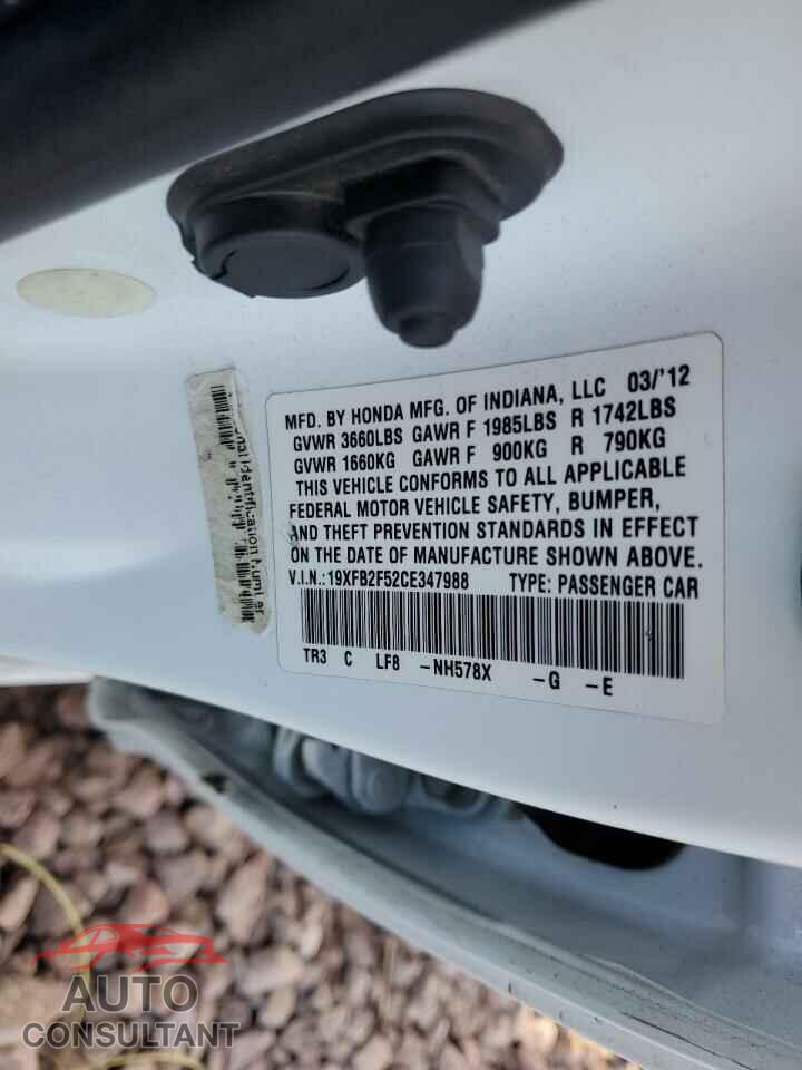 HONDA CIVIC 2012 - 19XFB2F52CE347988