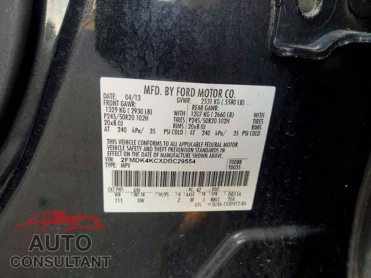 FORD EDGE 2013 - 2FMDK4KCXDBC29554