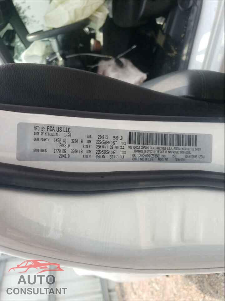 DODGE DURANGO 2020 - 1C4RDHAGXLC269048