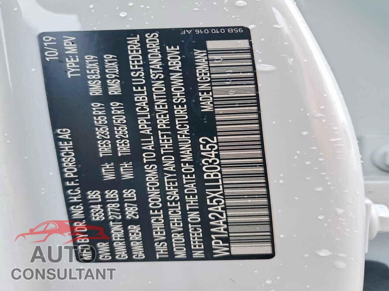 PORSCHE MACAN 2020 - WP1AA2A5XLLB03452