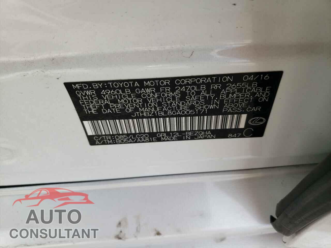 LEXUS GS350 2016 - JTHBZ1BL8GA005171