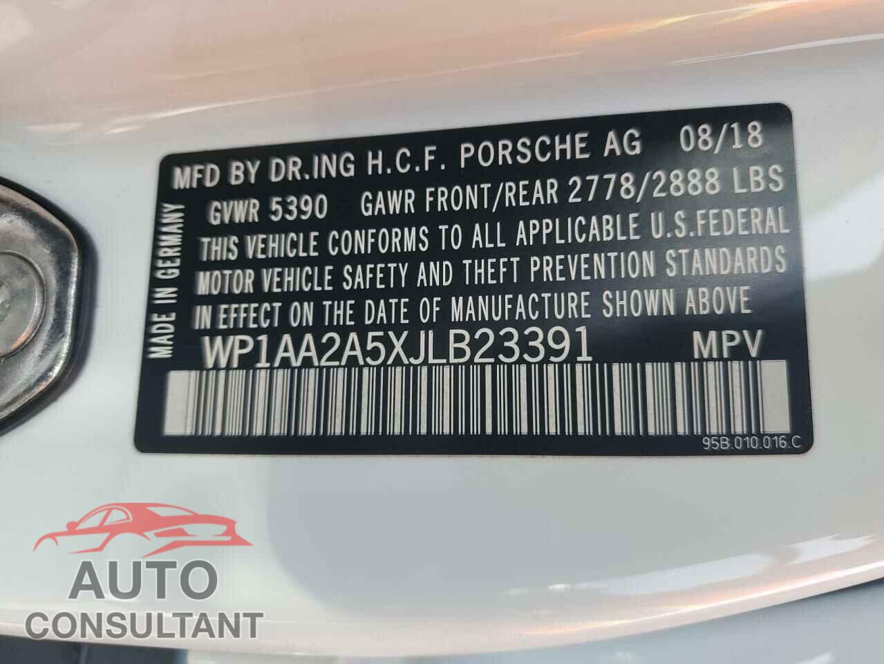 PORSCHE MACAN 2018 - WP1AA2A5XJLB23391