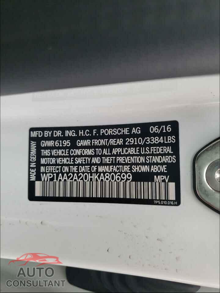 PORSCHE CAYENNE 2017 - WP1AA2A20HKA80699