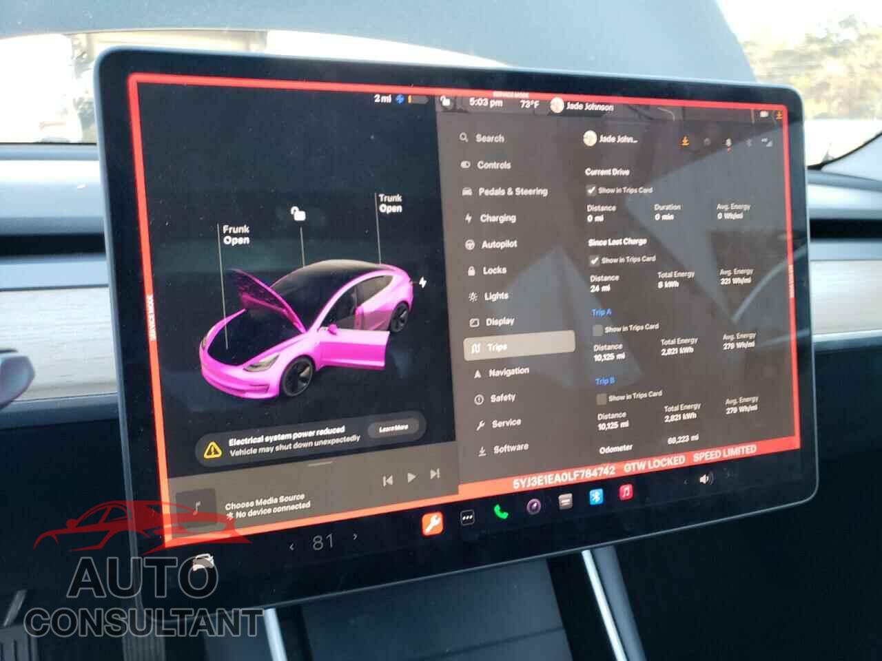 TESLA MODEL 3 2020 - 5YJ3E1EA0LF784742