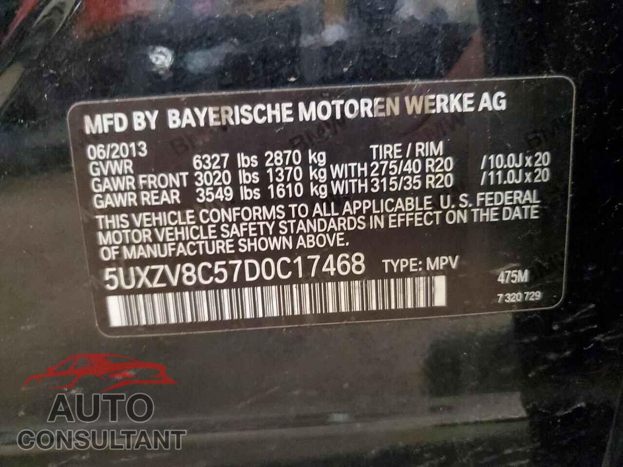 BMW X5 2013 - 5UXZV8C57D0C17468