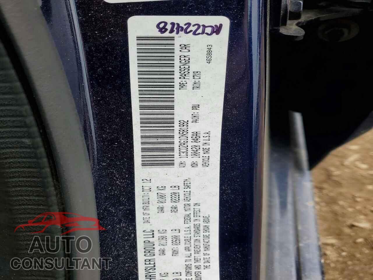 DODGE AVENGER 2013 - 1C3CDZAG1DN581992
