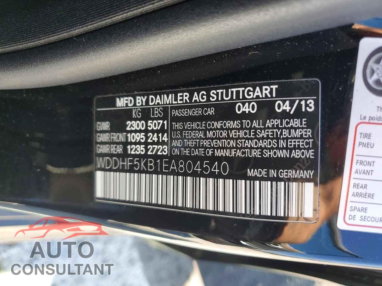 MERCEDES-BENZ E-CLASS 2014 - WDDHF5KB1EA804540