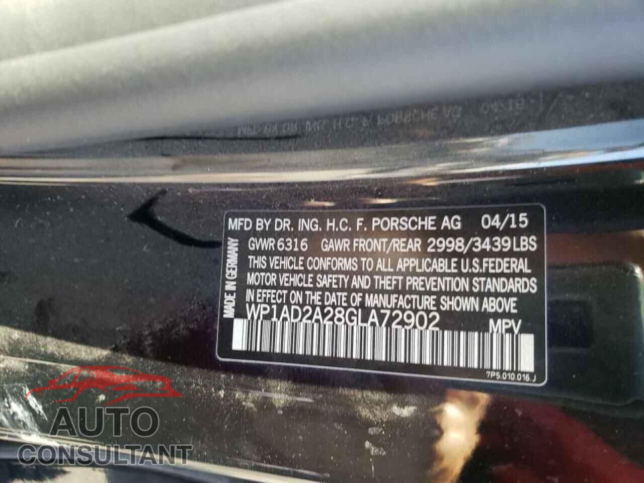 PORSCHE CAYENNE 2016 - WP1AD2A28GLA72902