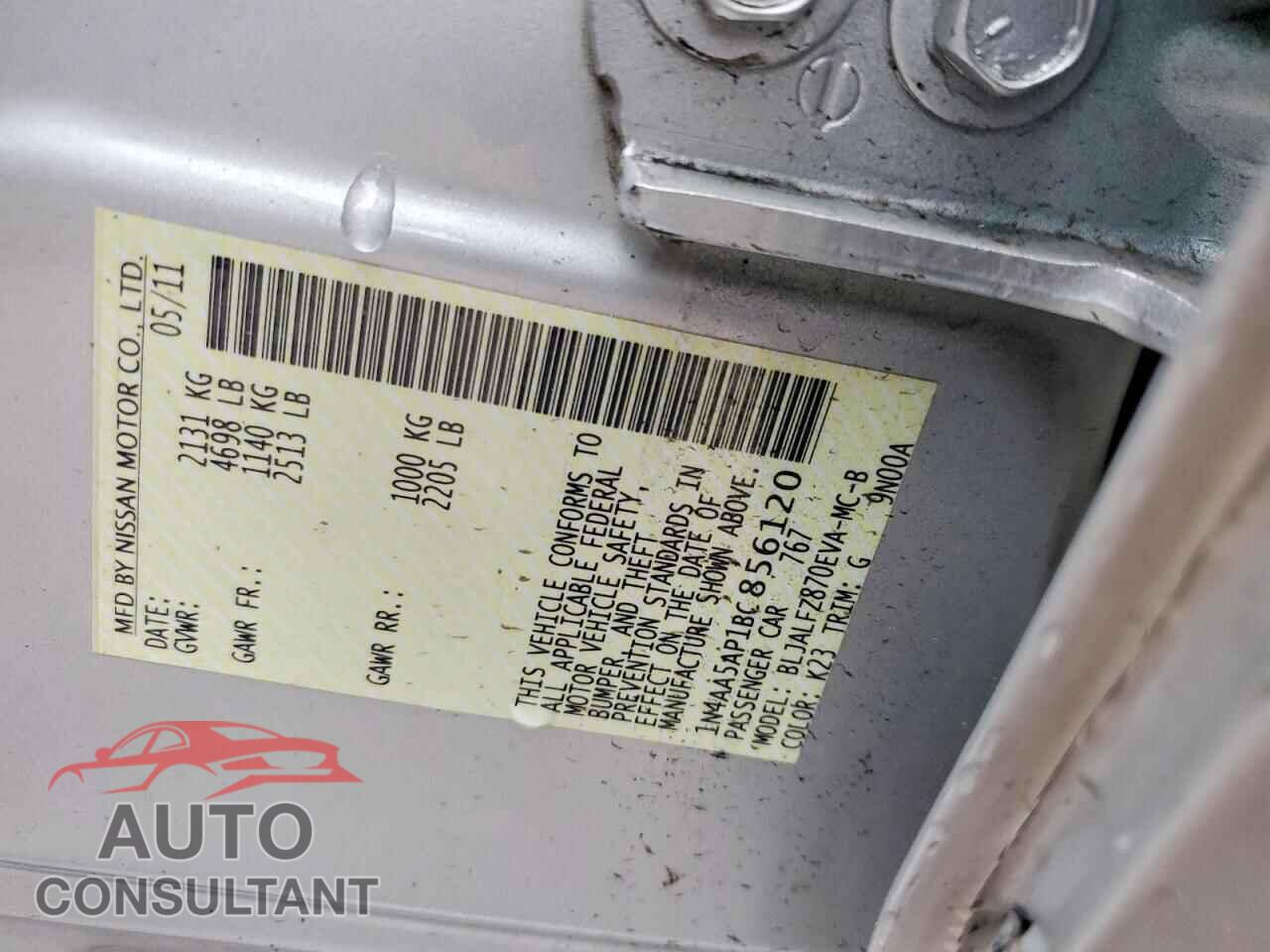 NISSAN MAXIMA 2011 - 1N4AA5AP1BC856120