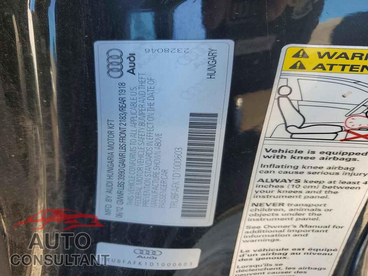AUDI TT 2013 - TRUBFAFK1D1000603