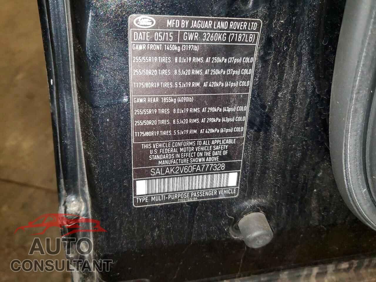 LAND ROVER LR4 2015 - SALAK2V60FA777328