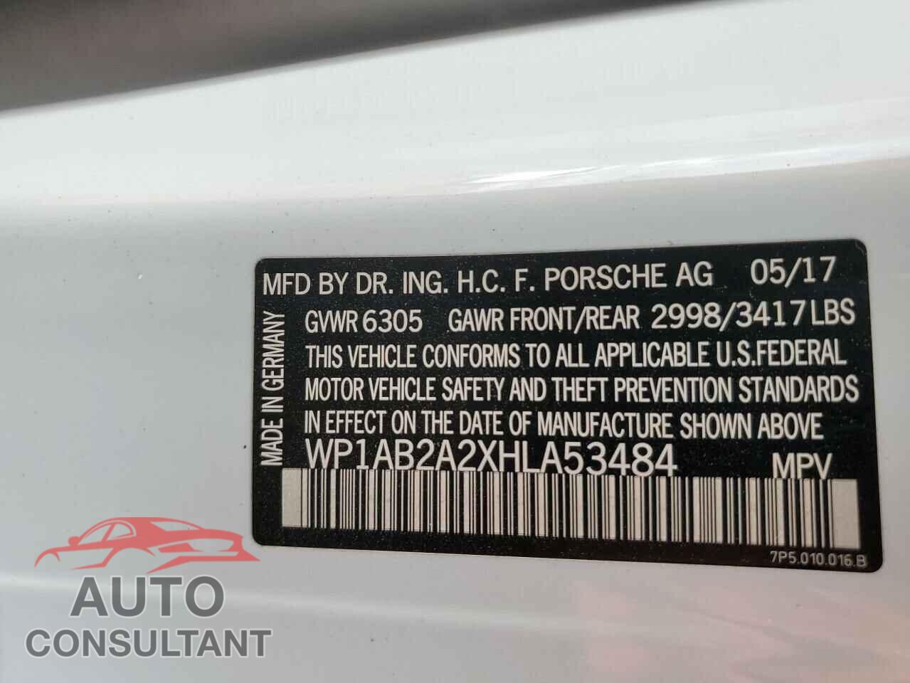 PORSCHE CAYENNE 2017 - WP1AB2A2XHLA53484