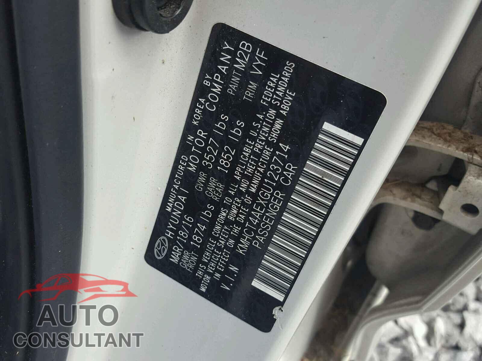 HYUNDAI ACCENT 2016 - KMHCT4AEXGU123714