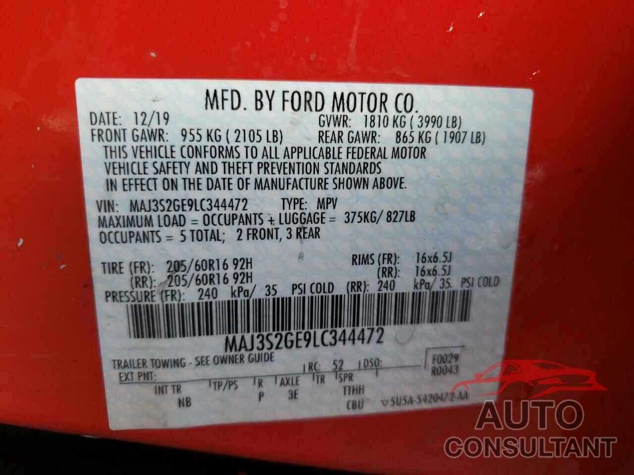 FORD ALL OTHER 2020 - MAJ3S2GE9LC344472