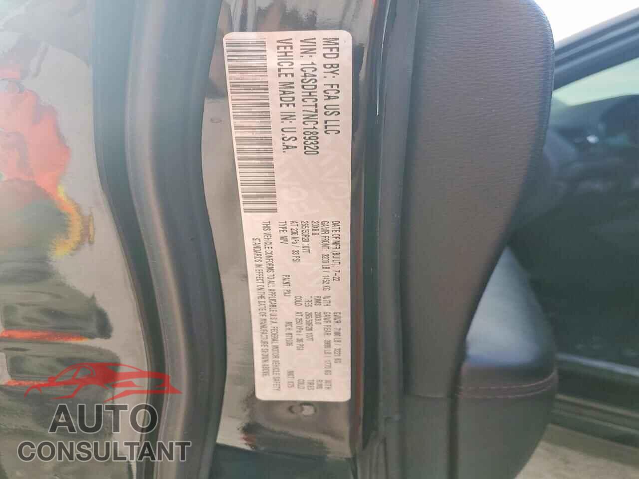DODGE DURANGO 2022 - 1C4SDHCT7NC189320
