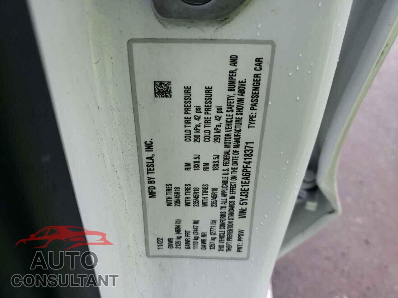 TESLA MODEL 3 2023 - 5YJ3E1EA6PF418371
