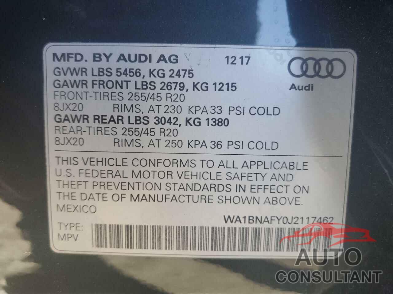 AUDI Q5 2018 - WA1BNAFY0J2117462