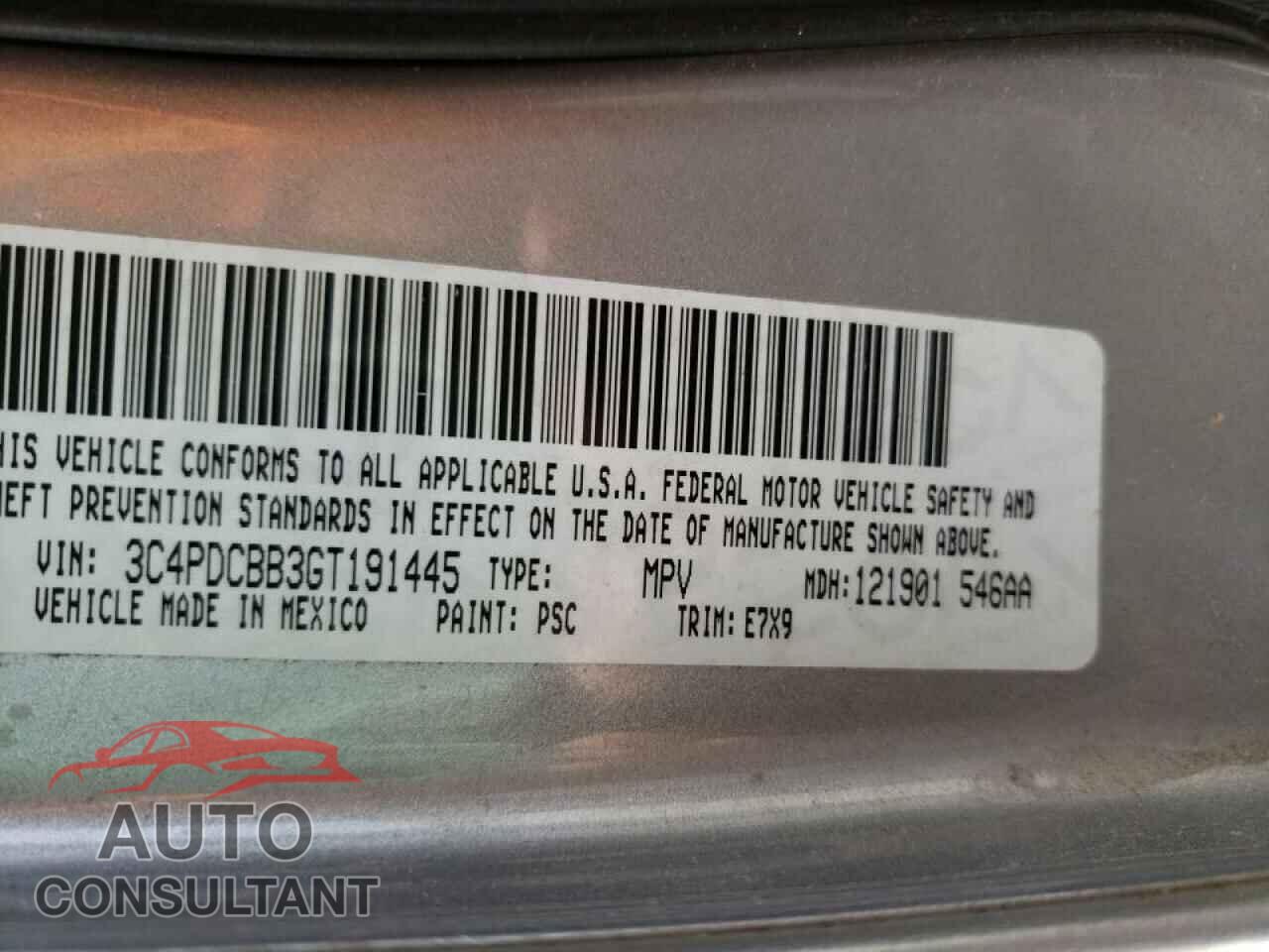 DODGE JOURNEY 2016 - 3C4PDCBB3GT191445