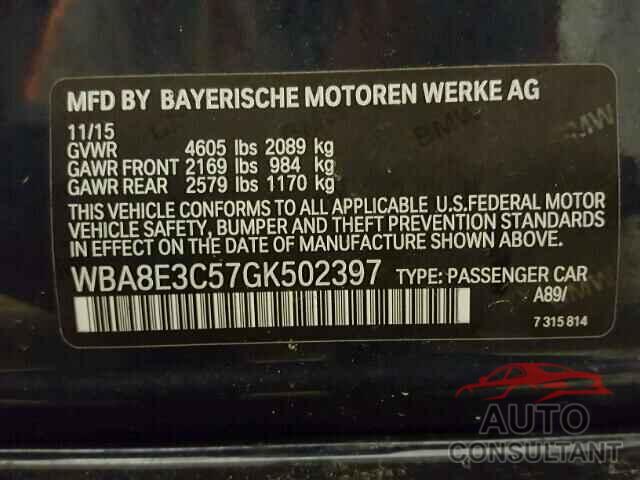 BMW 328 XI SULEV 2016 - WBA8E3C57GK502397