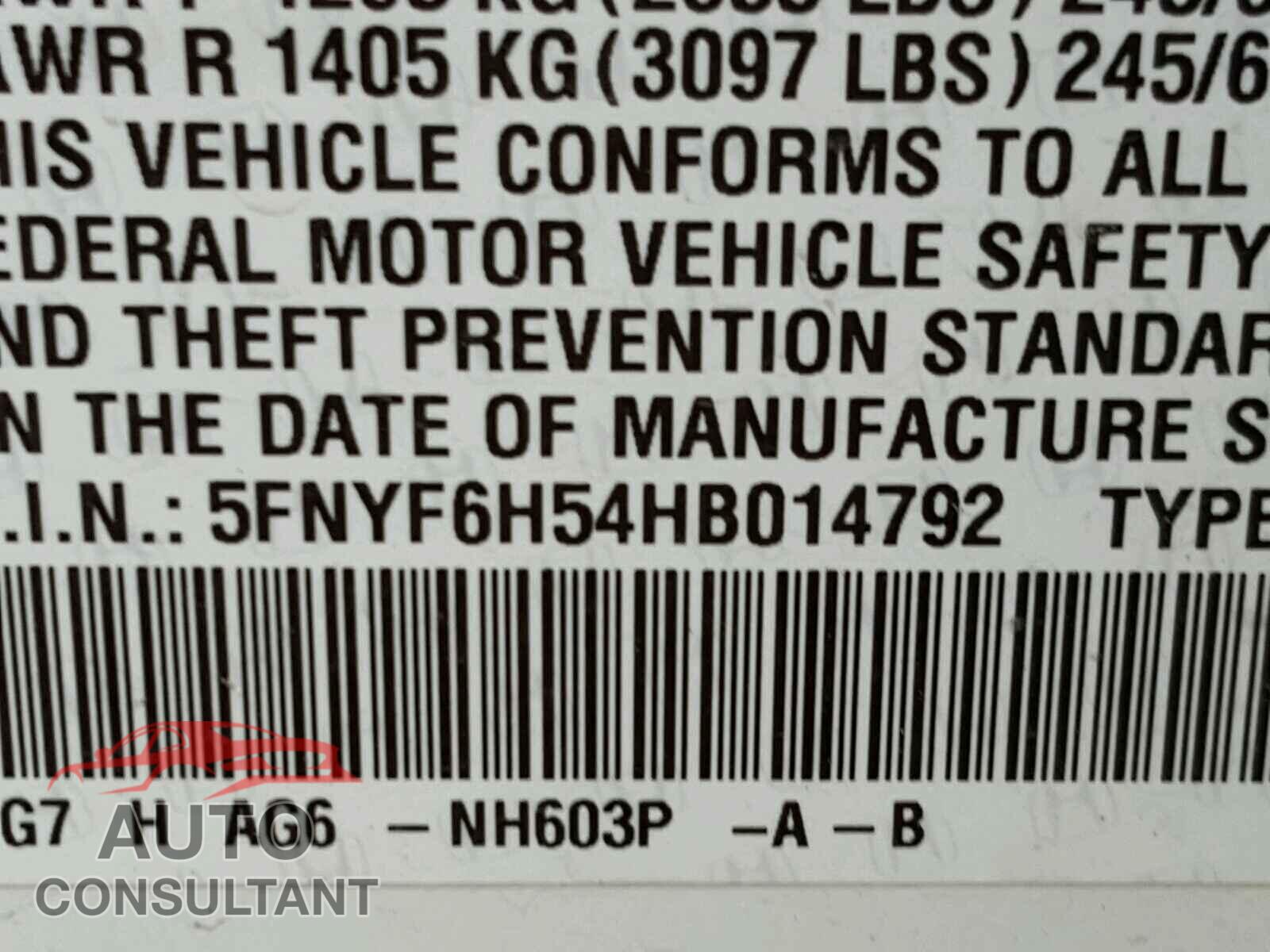 HONDA PILOT EXL 2017 - 5FNYF6H54HB014792