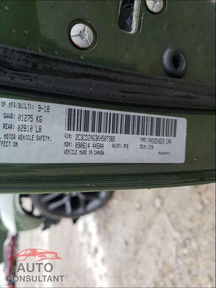 DODGE CHALLENGER 2019 - 2C3CDZAG3KH507382