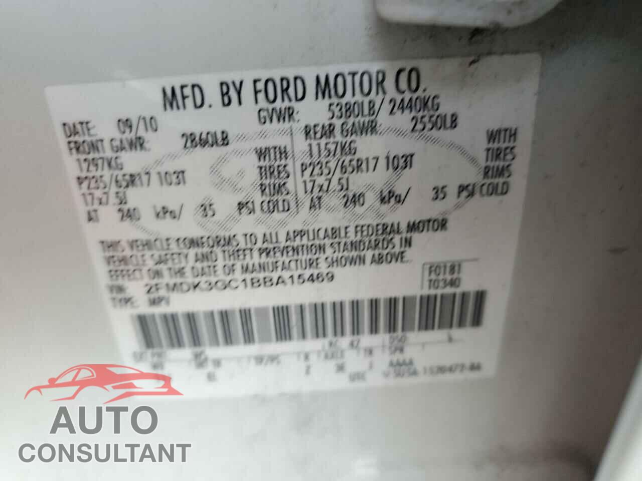 FORD EDGE 2011 - 2FMDK3GC1BBA15469