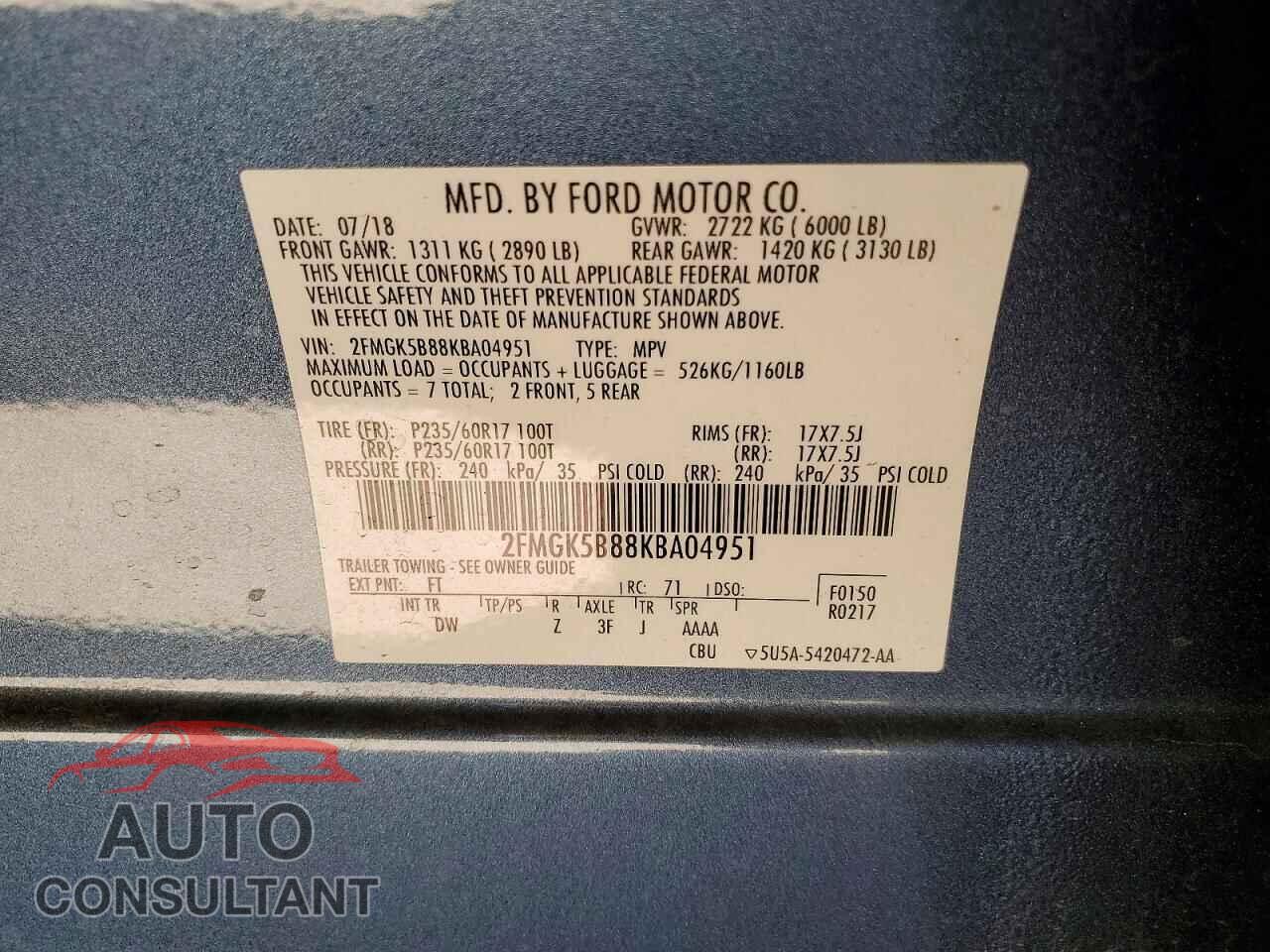 FORD FLEX 2019 - 2FMGK5B88KBA04951