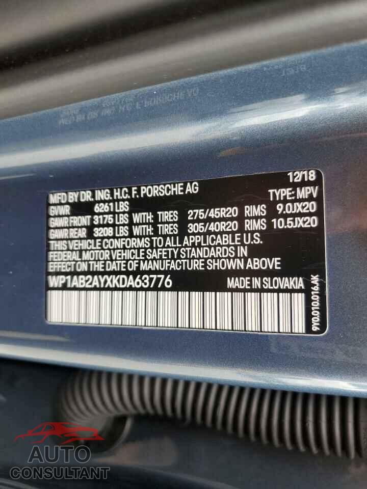 PORSCHE CAYENNE 2019 - WP1AB2AYXKDA63776