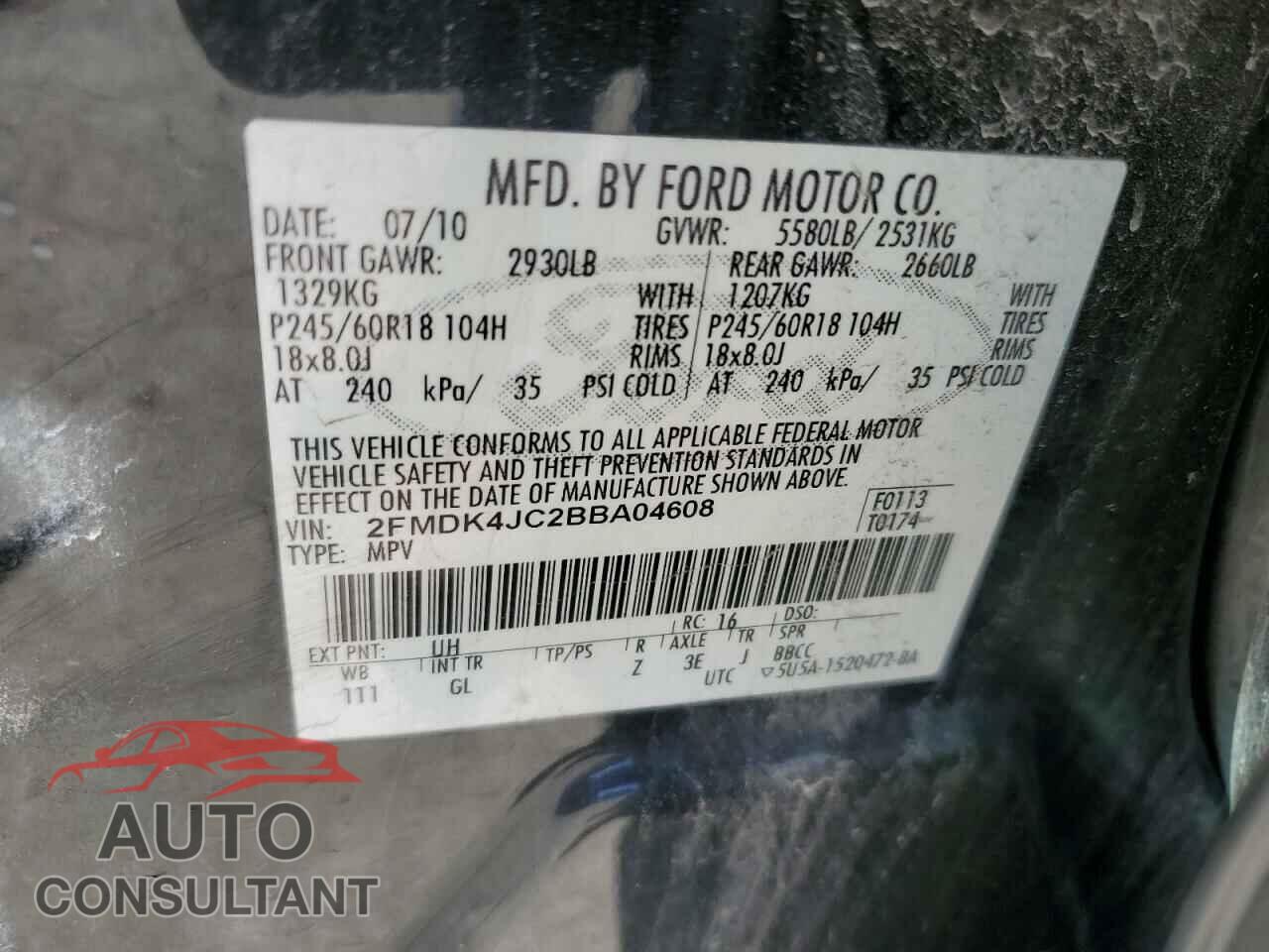FORD EDGE 2011 - 2FMDK4JC2BBA04608