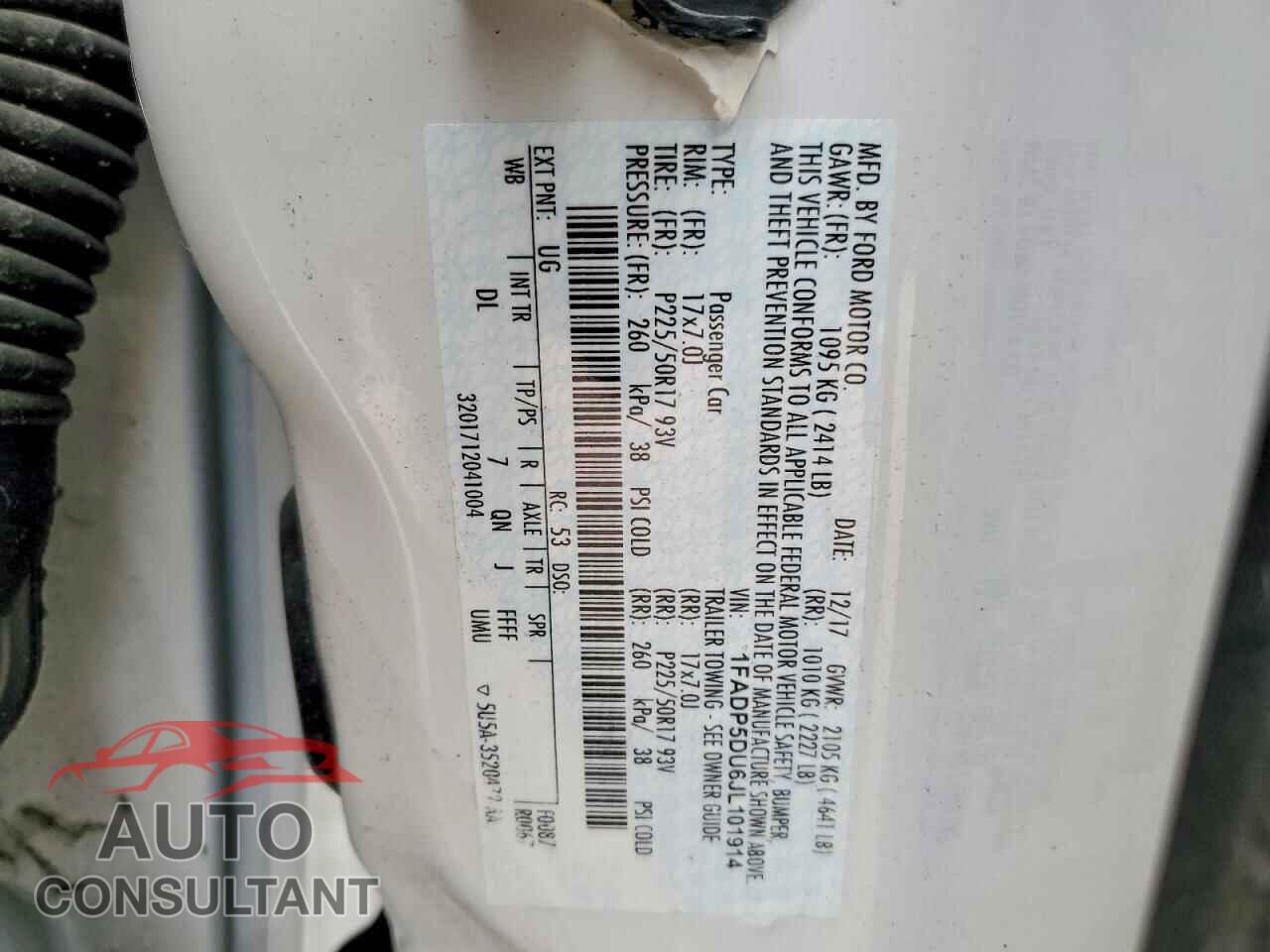 FORD CMAX 2018 - 1FADP5DU6JL101914