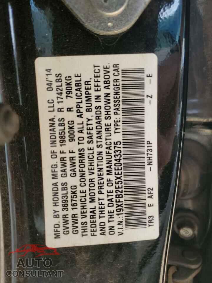 HONDA CIVIC 2014 - 19XFB2E5XEE043375