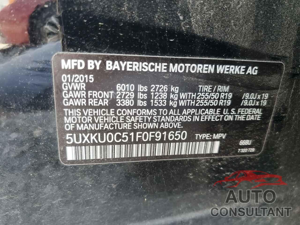 BMW X6 2015 - 5UXKU0C51F0F91650