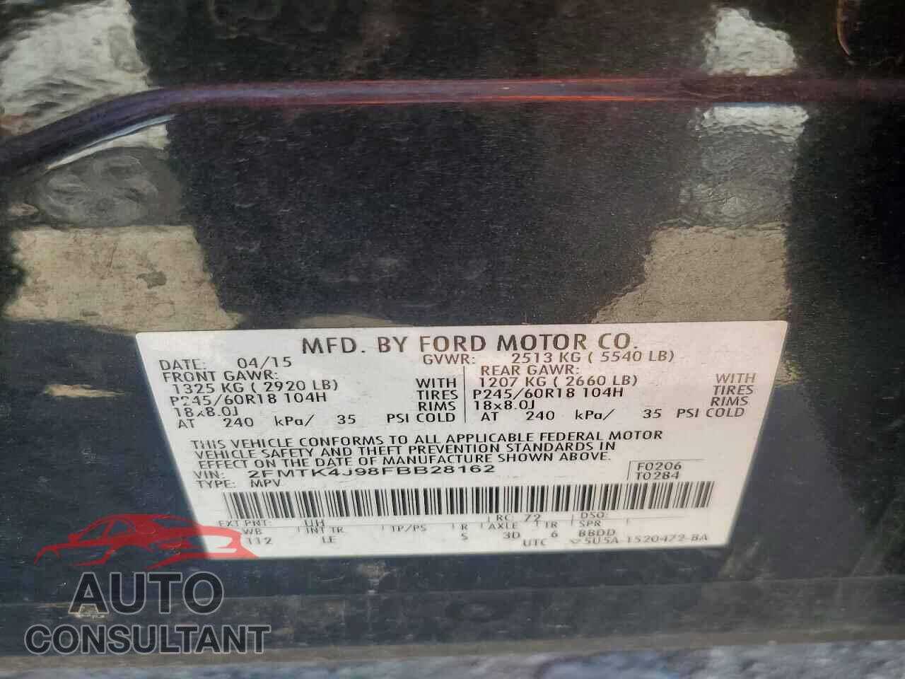 FORD EDGE 2015 - 2FMTK4J98FBB28162
