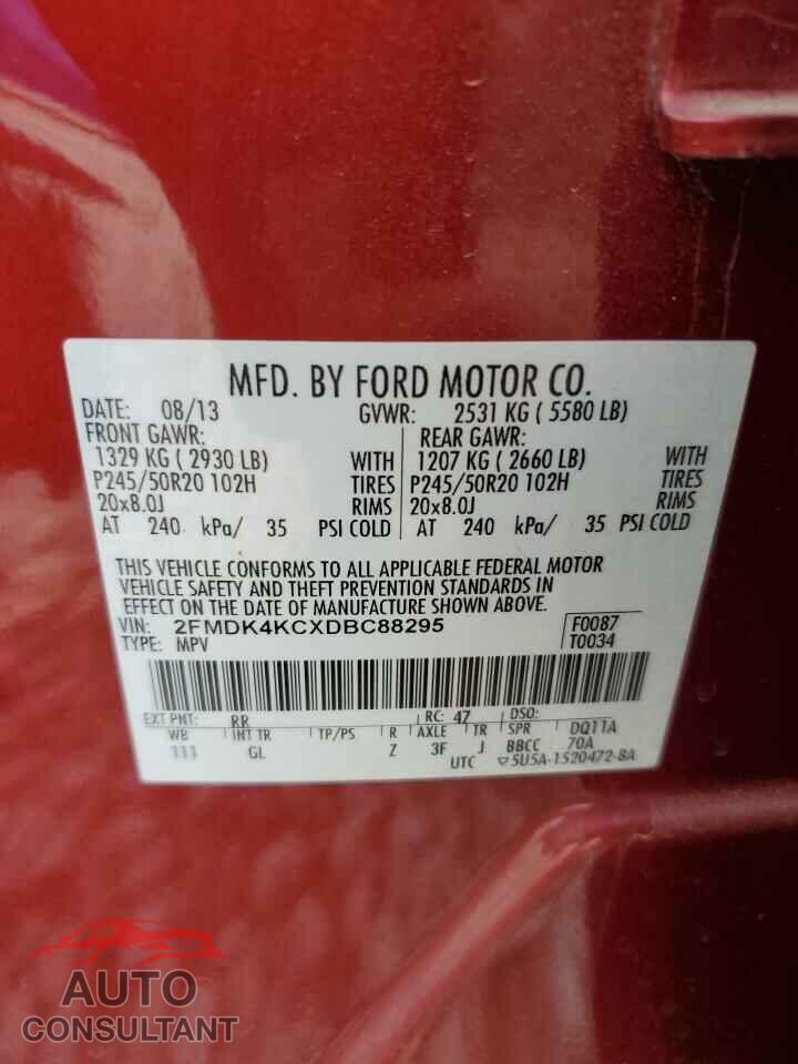 FORD EDGE 2013 - 2FMDK4KCXDBC88295