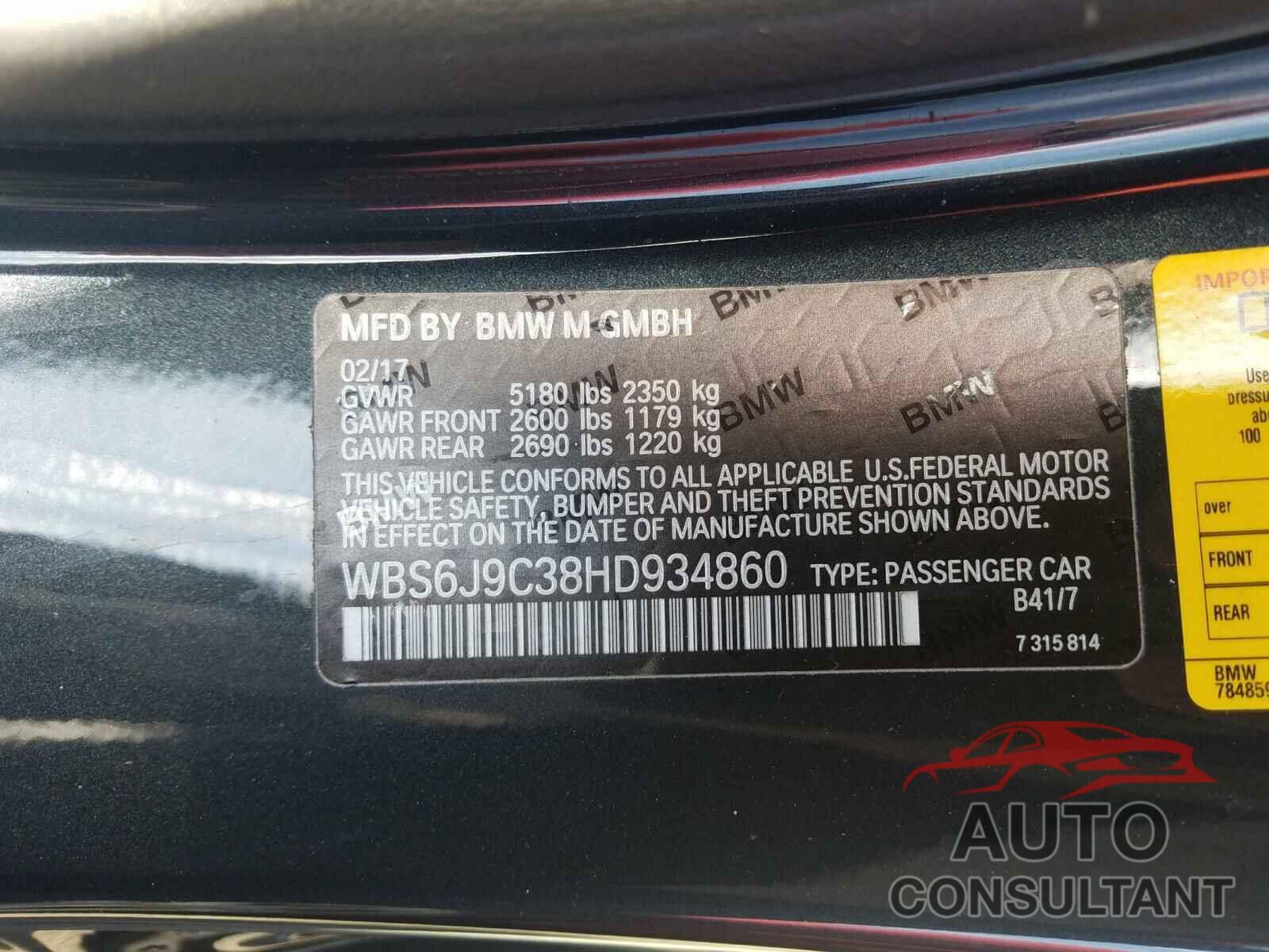 BMW M6 2017 - WBS6J9C38HD934860