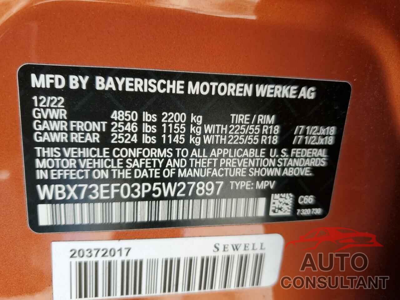 BMW X1 2023 - WBX73EF03P5W27897
