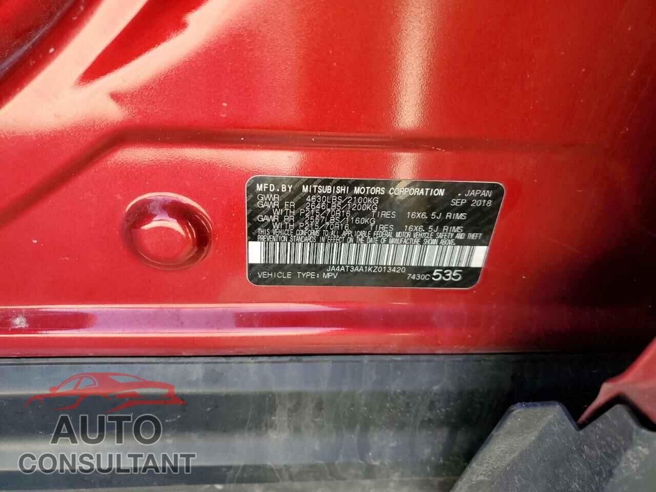 MITSUBISHI ECLIPSE 2019 - JA4AT3AA1KZ013420