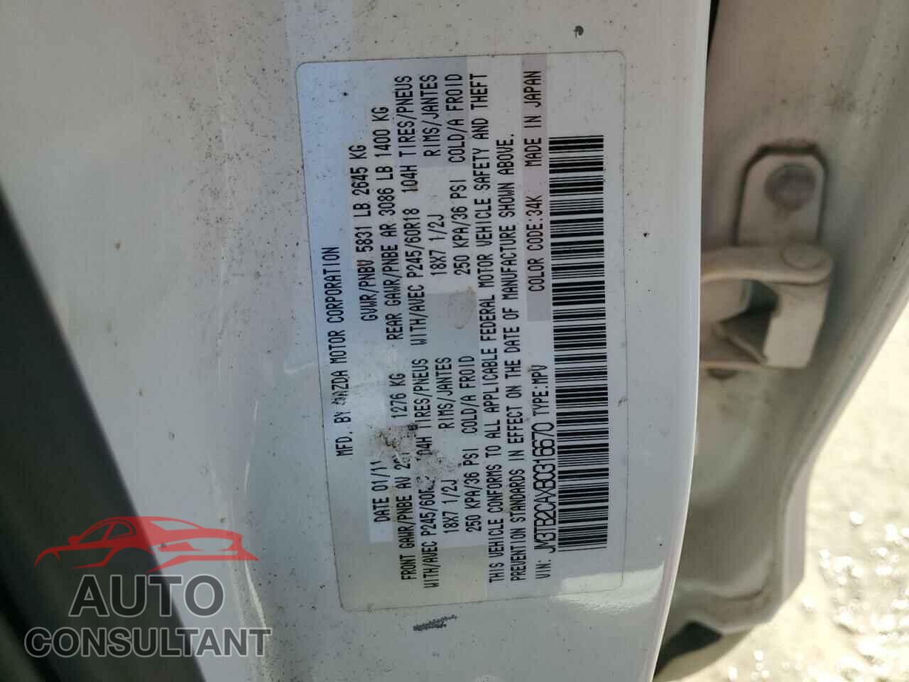 MAZDA CX-9 2011 - JM3TB2CAXB0316670