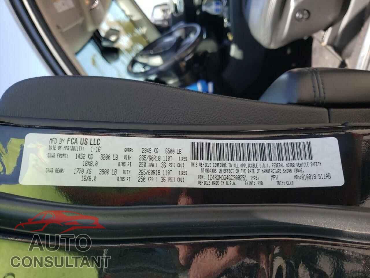 DODGE DURANGO 2016 - 1C4RDHDG4GC308251