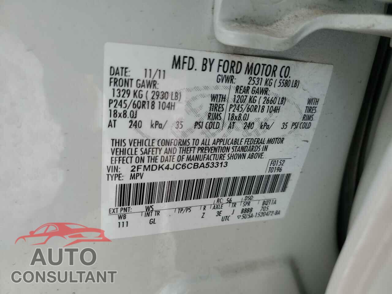 FORD EDGE 2012 - 2FMDK4JC6CBA53313