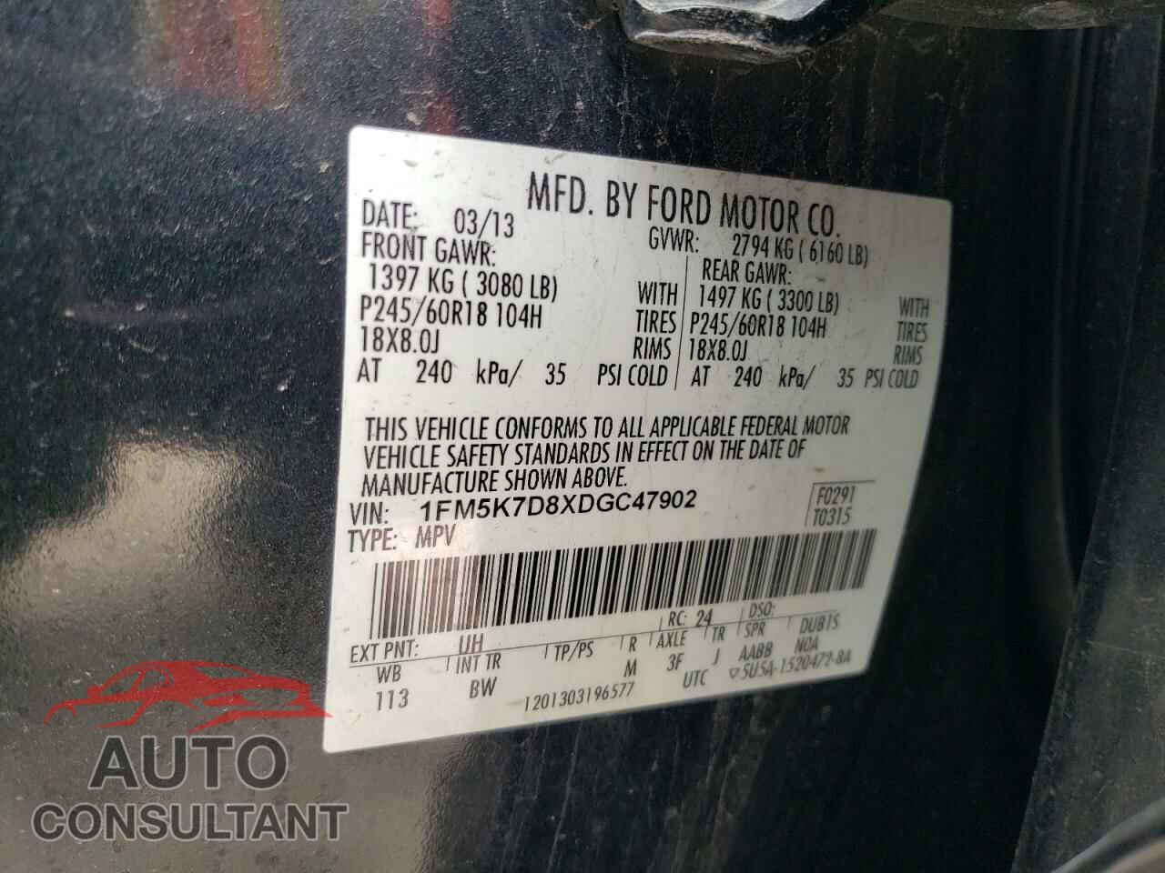 FORD EXPLORER 2013 - 1FM5K7D8XDGC47902
