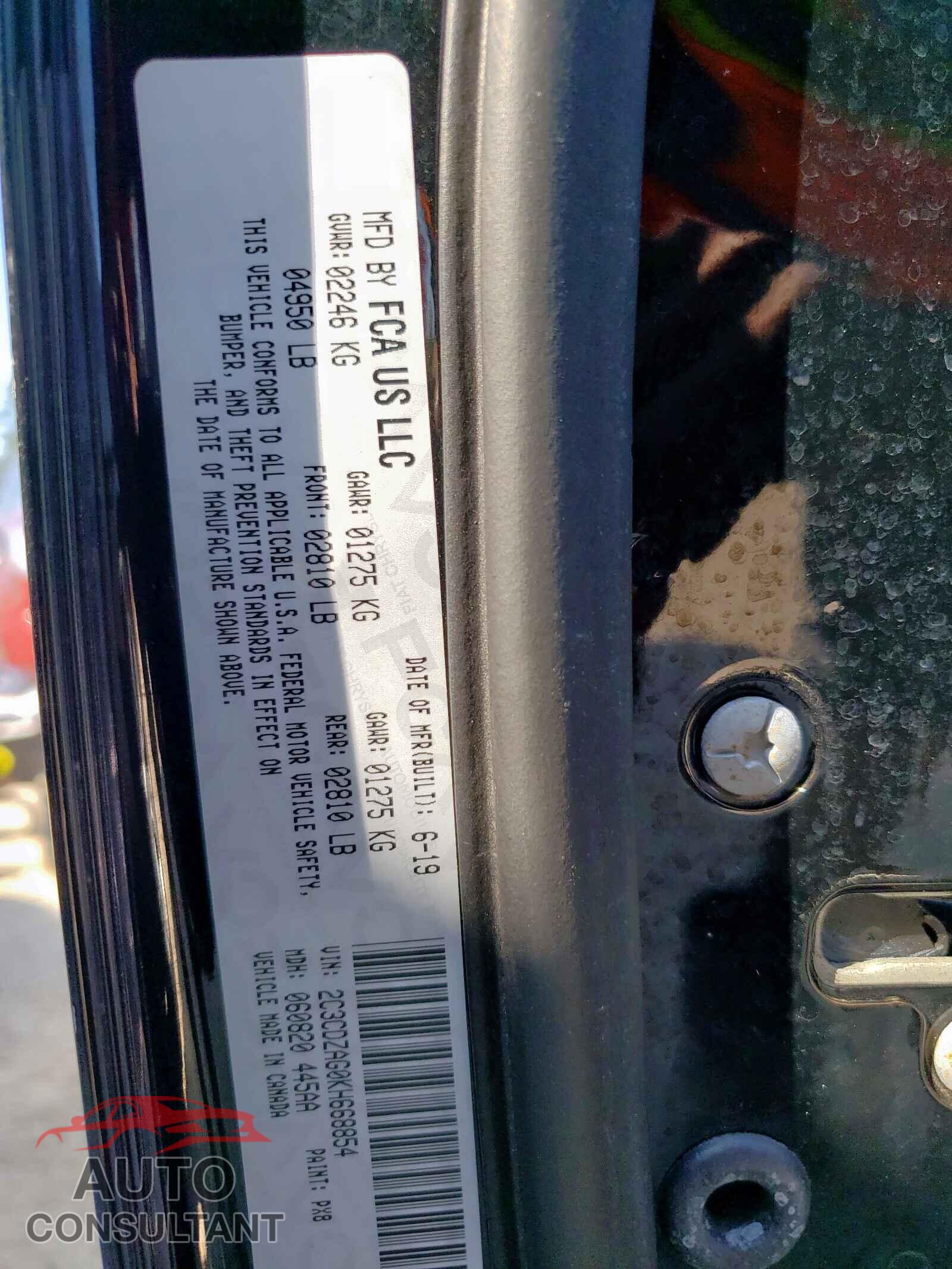 DODGE CHALLENGER 2019 - 2C3CDZAG0KH668854